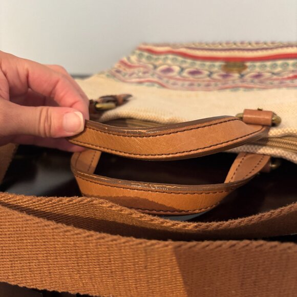 Fossil Bohemian Style Cream Geometric Design Explorer Fold Over Tote - Picture 8 of 15